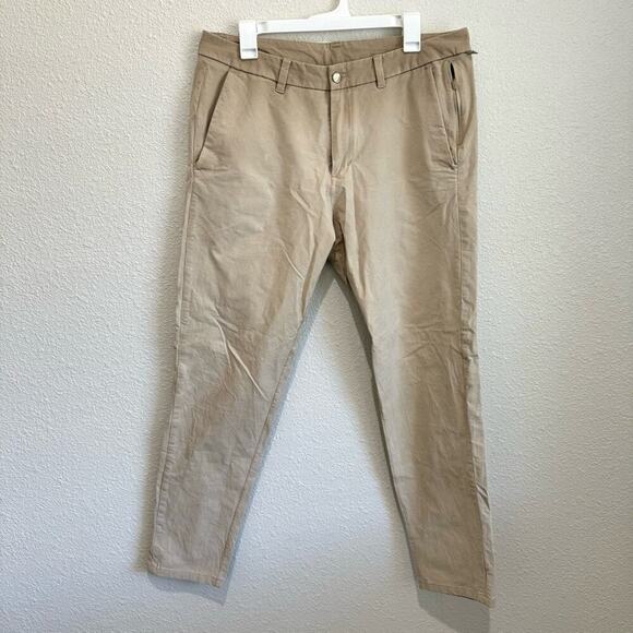 Lululemon Pants Mens 34 Tan Commission ABC Warpstreme Slim Fit Performance - Picture 1 of 11